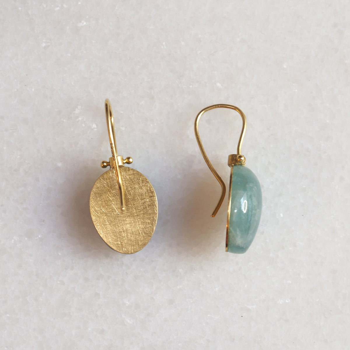 Opaque Aquamarine Hinged Hook Earrings