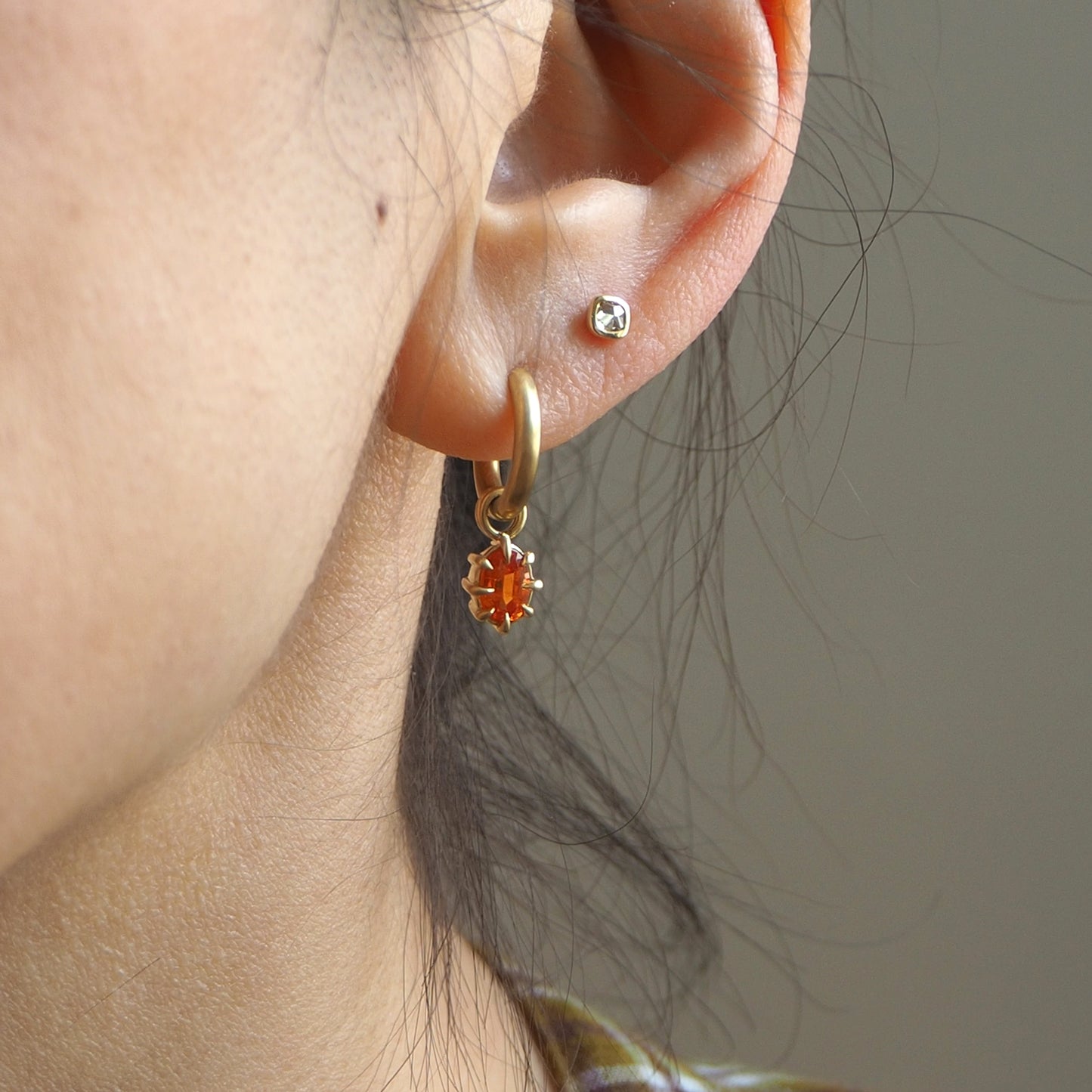 Mandarin Garnet Drops / C-Hoop Earrings