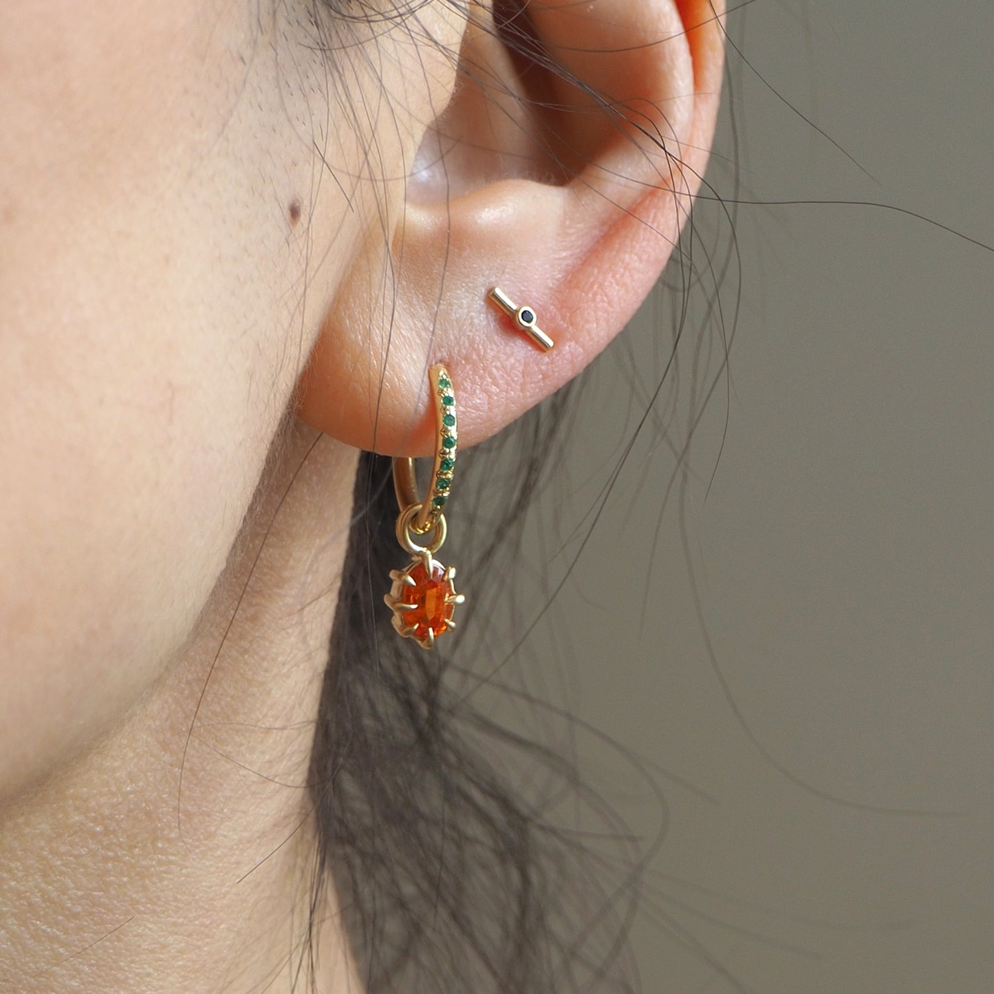Mandarin Garnet Drops / C-Hoop Earrings