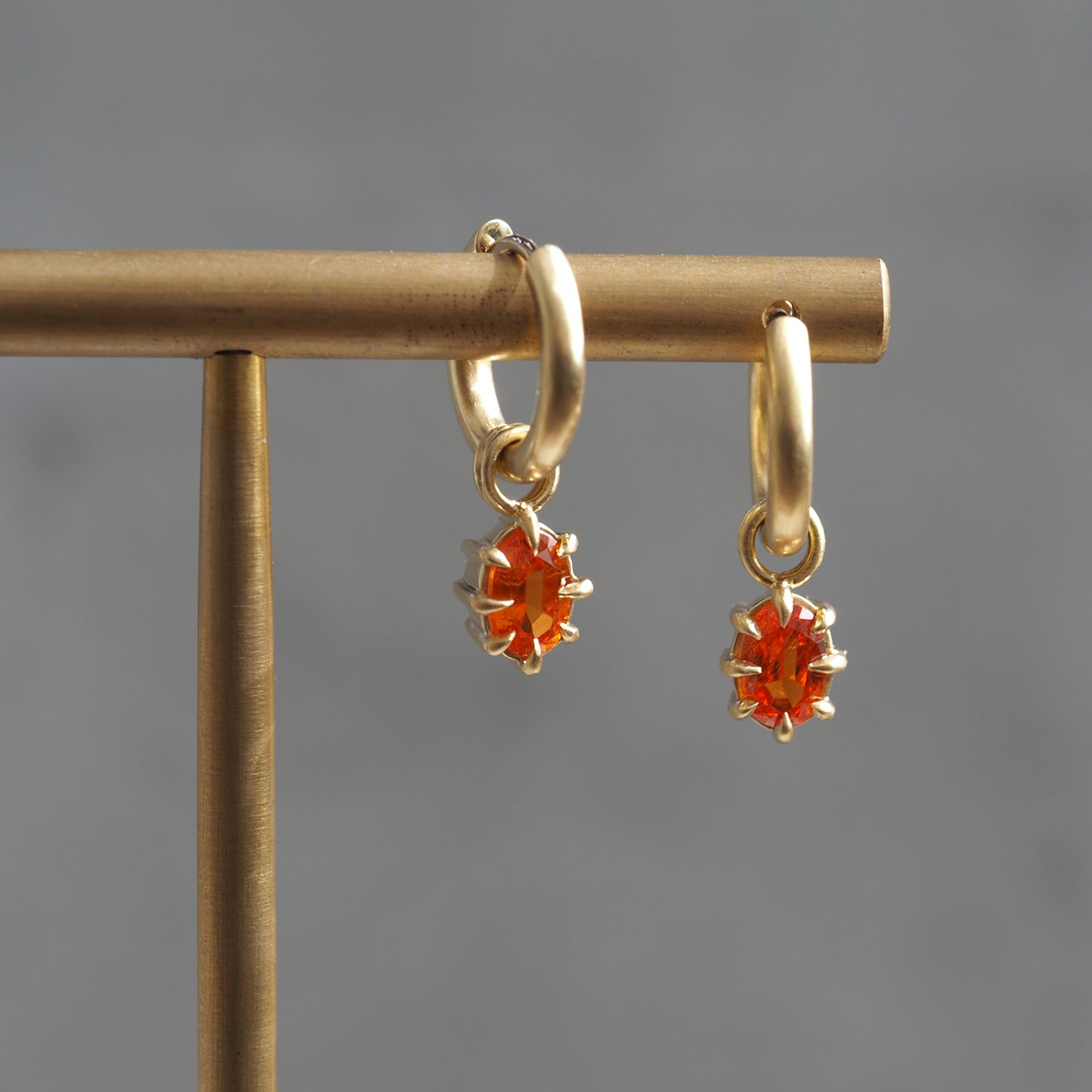 Mandarin Garnet Drops / C-Hoop Earrings