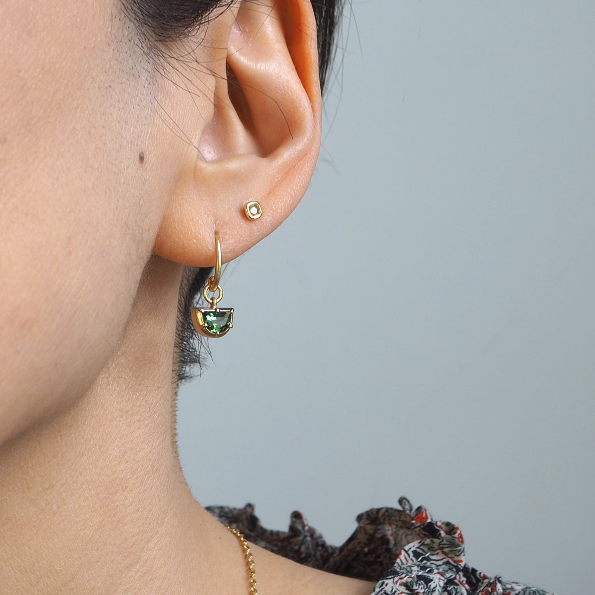 Half Moon Green Tourmaline Earrings