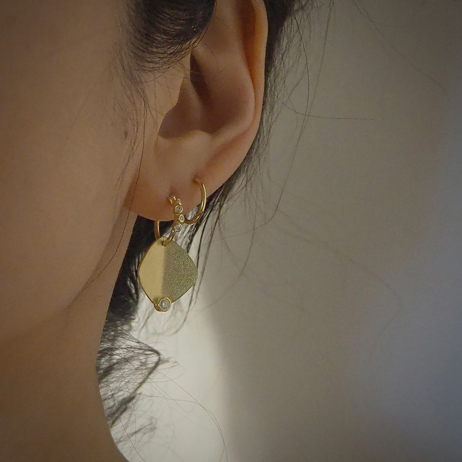 Cushion Drop Diamond Hoop Earrings