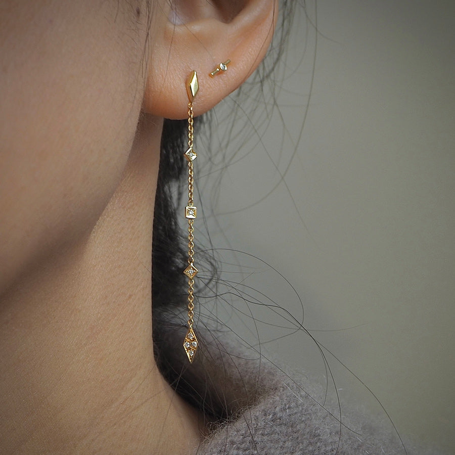 Drop Ear Studs with Diamonds