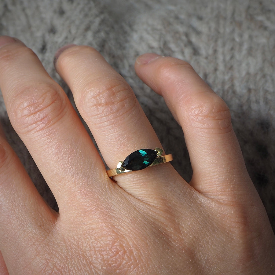 Marquise Blue Tourmaline Ring