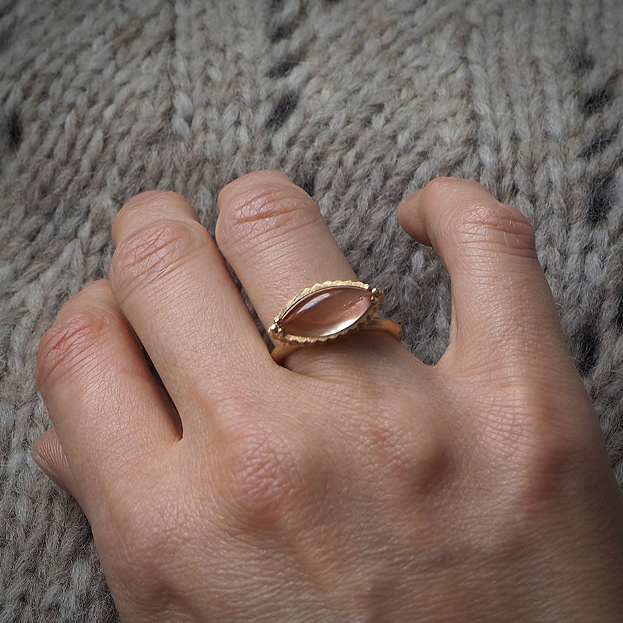 Marquise Cabochon Oregon Sunstone Ring