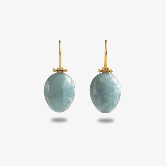 Opaque Aquamarine Hinged Hook Earrings