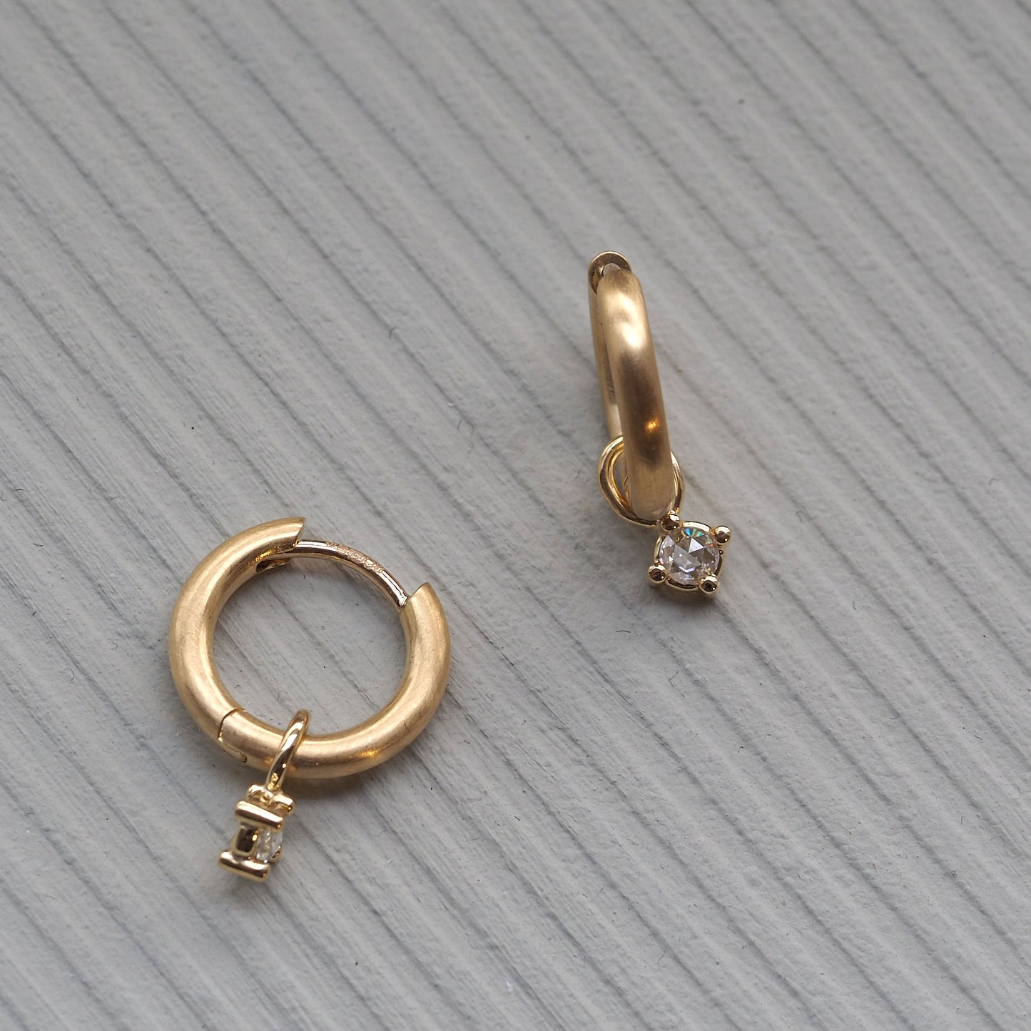 Rose Cut Diamond Drops / C-Hoop Earrings