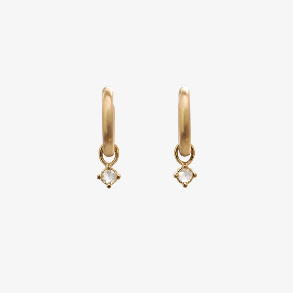 Rose Cut Diamond Drops / C-Hoop Earrings