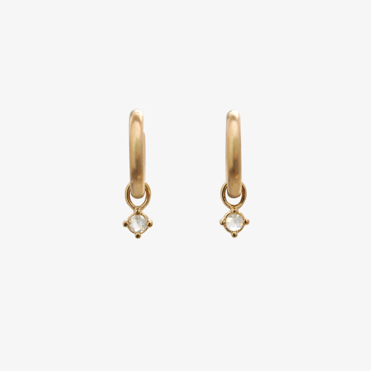 Rose Cut Diamond Drops / C-Hoop Earrings