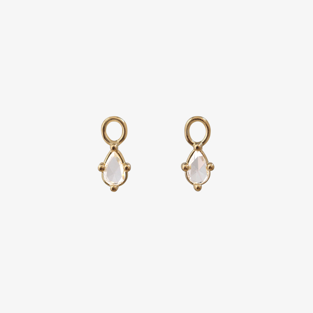 Pear shaped Rose Cut Diamond Drops / C-Hoop Earrings