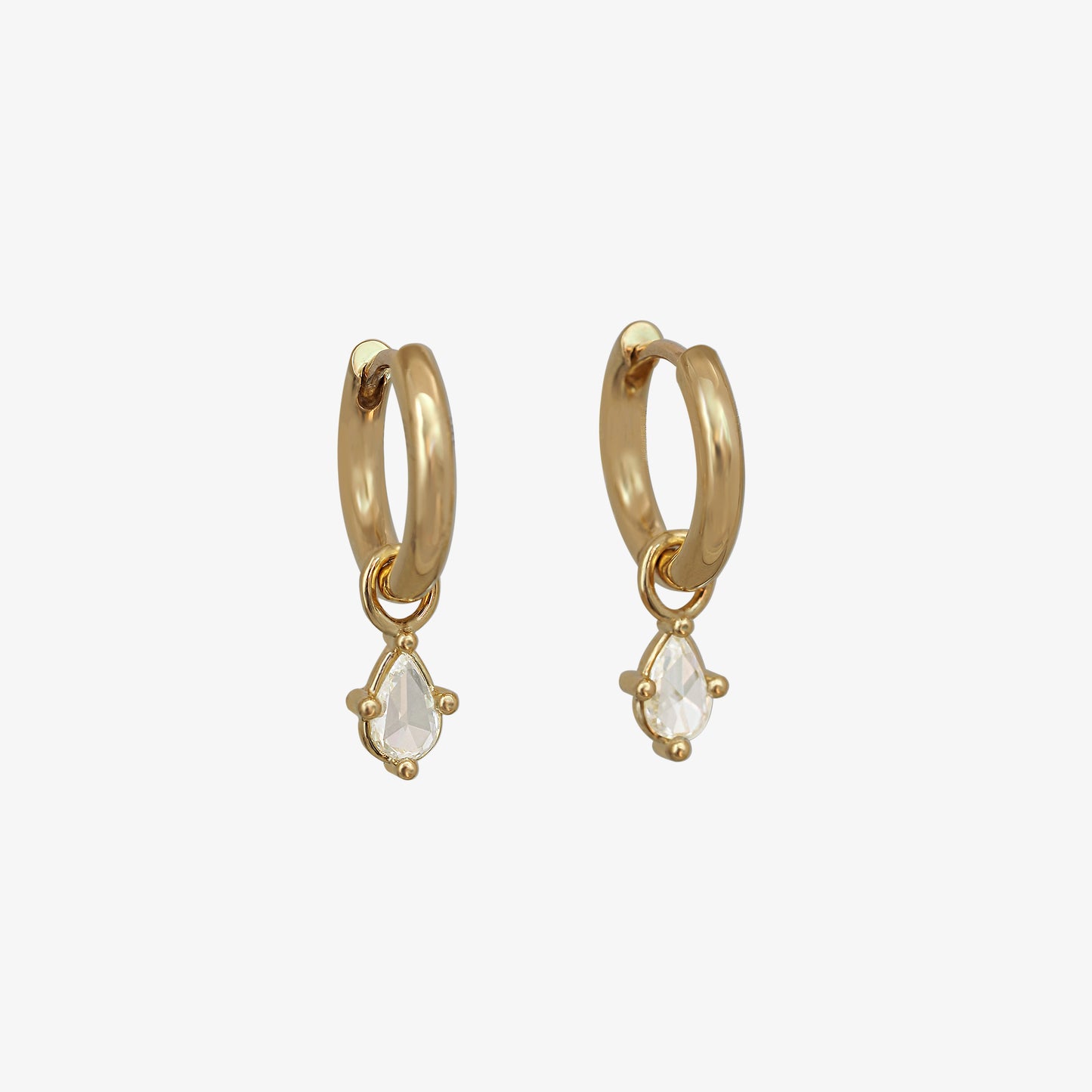 Pear shaped Rose Cut Diamond Drops / C-Hoop Earrings