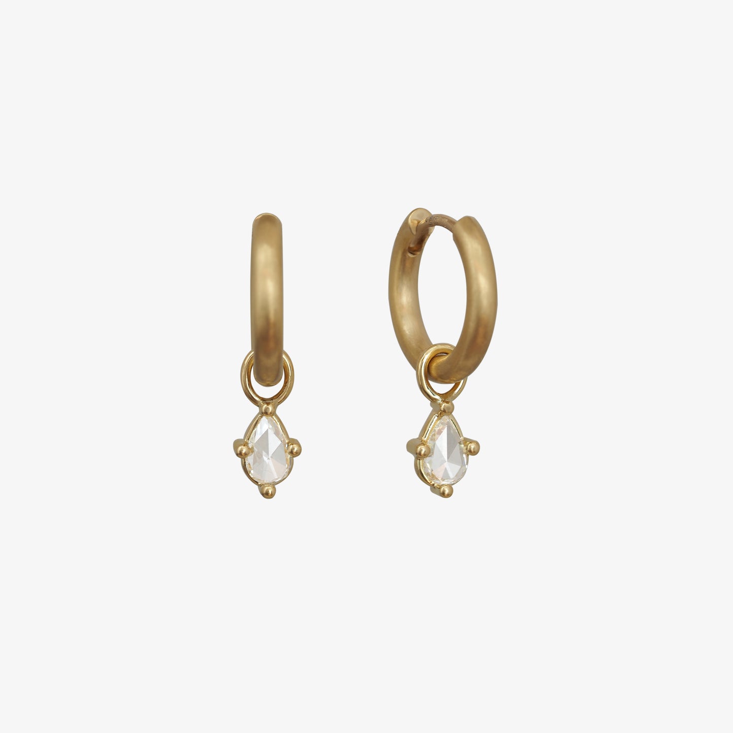 Pear shaped Rose Cut Diamond Drops / C-Hoop Earrings