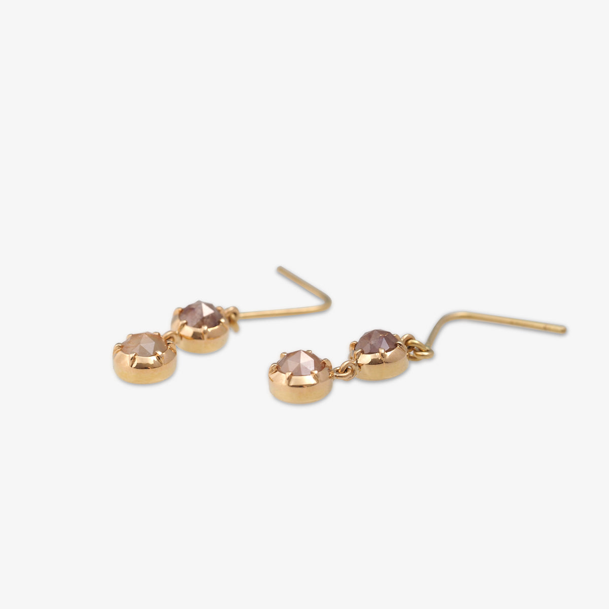 Rose-cut Diamonds Drop Earrings (Rose-Yellow diamonds)