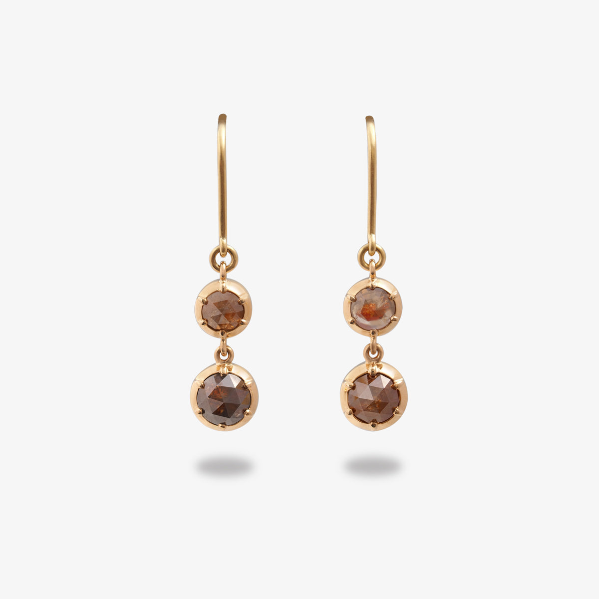 Rose-cut Diamonds Drop Earrings (Rose-Brown diamonds)
