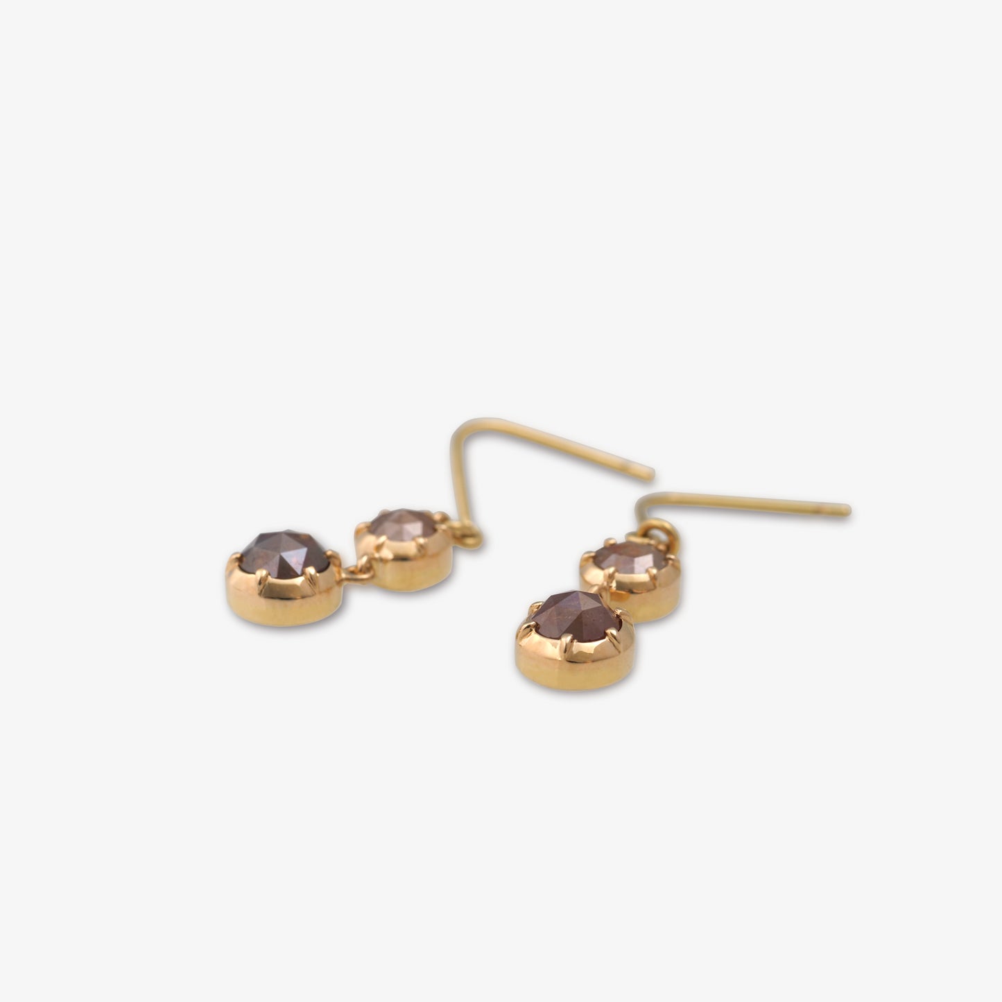 Rose-cut Diamonds Drop Earrings (Rose-Brown diamonds)