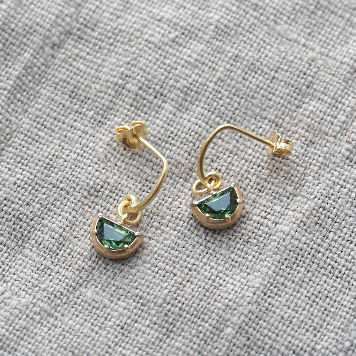 Half Moon Green Tourmaline Earrings
