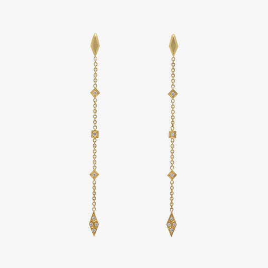 Drop Ear Studs with Diamonds